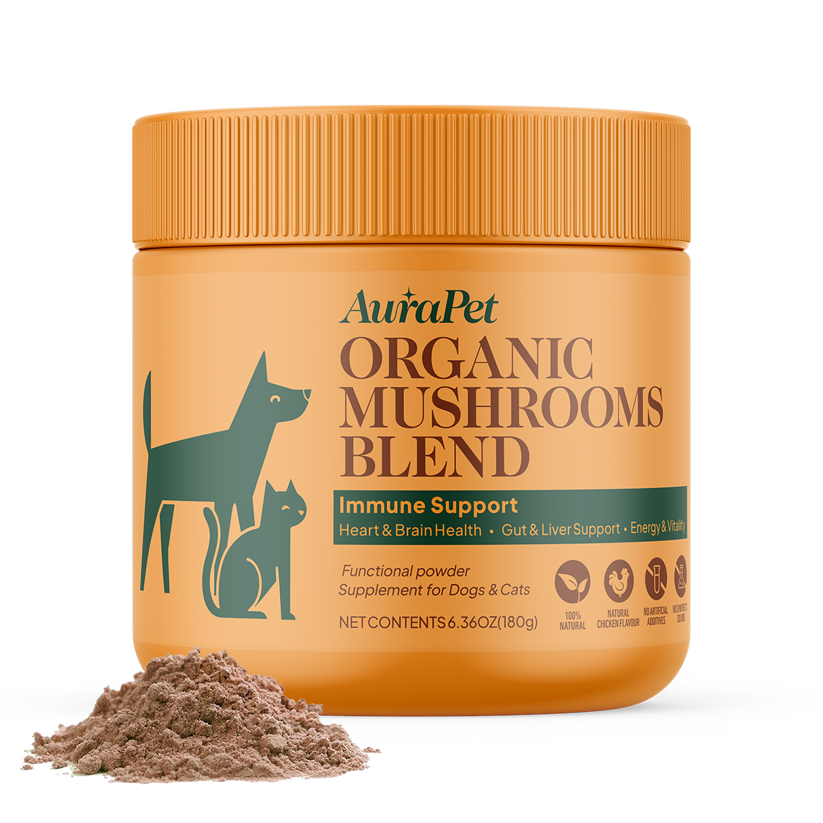AuraPet - Organic Mushrooms Blend for Dogs and Cats