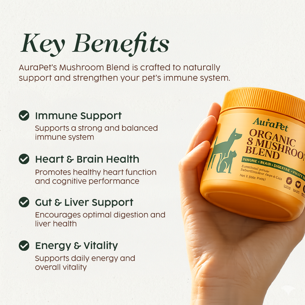 AuraPet - Organic Mushrooms Blend for Dogs and Cats