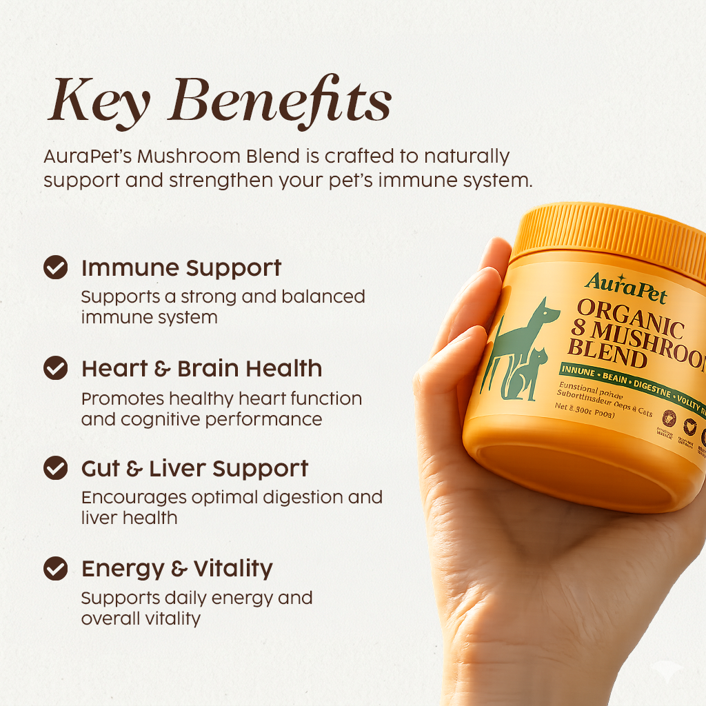 AuraPet - Organic Mushrooms Blend for Dogs and Cats